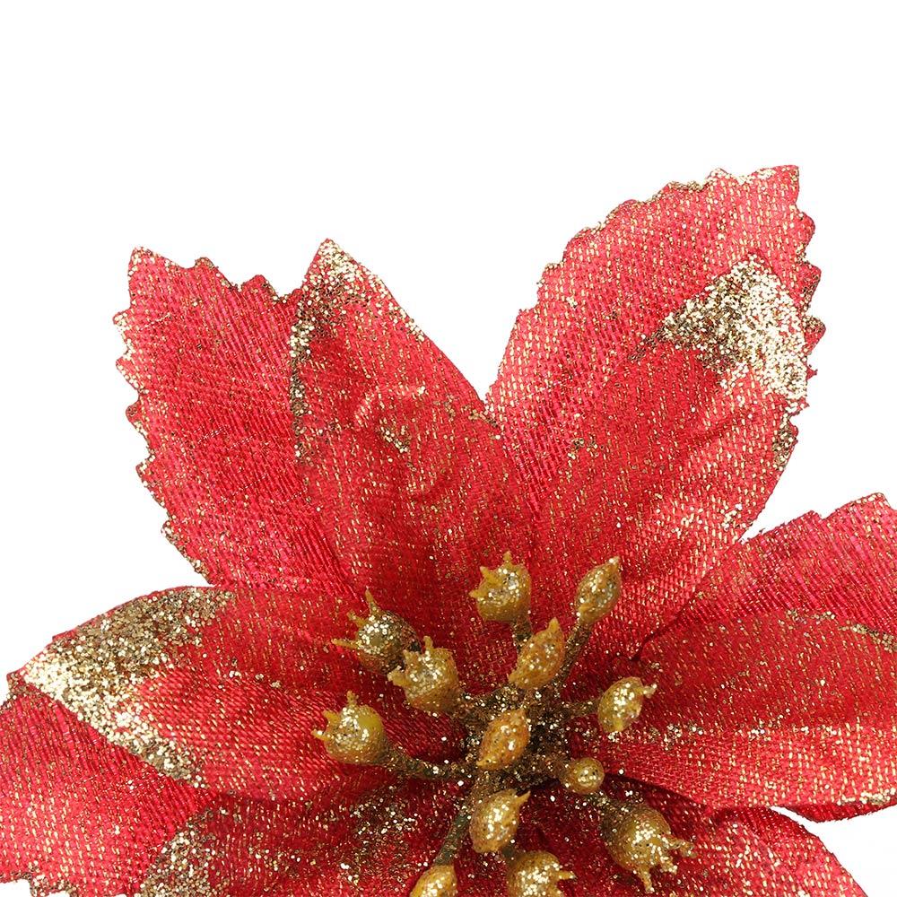 Artifical Glitter Christmas Flowers Fake Flowers Home Xmas Ornaments Christmas Tree Decorations
