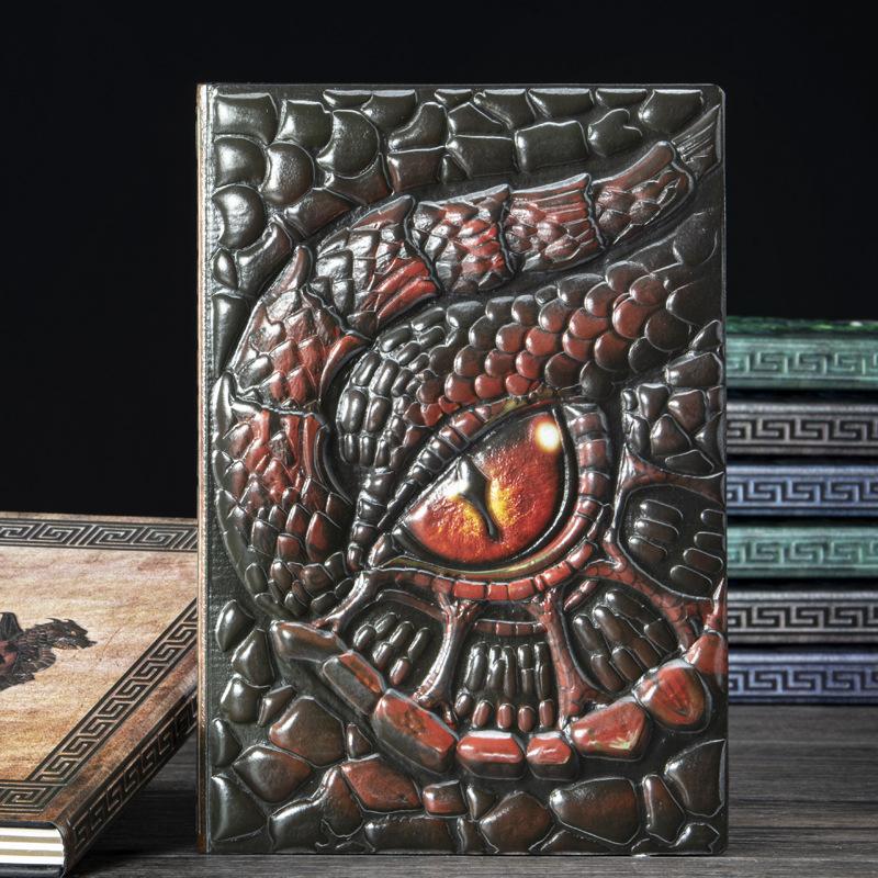 Journal mit Drachenaugen-Textur und Lederfutter, Einzigartiges Relief-Notizbuch, Exquisites Geschenk für Sammler
