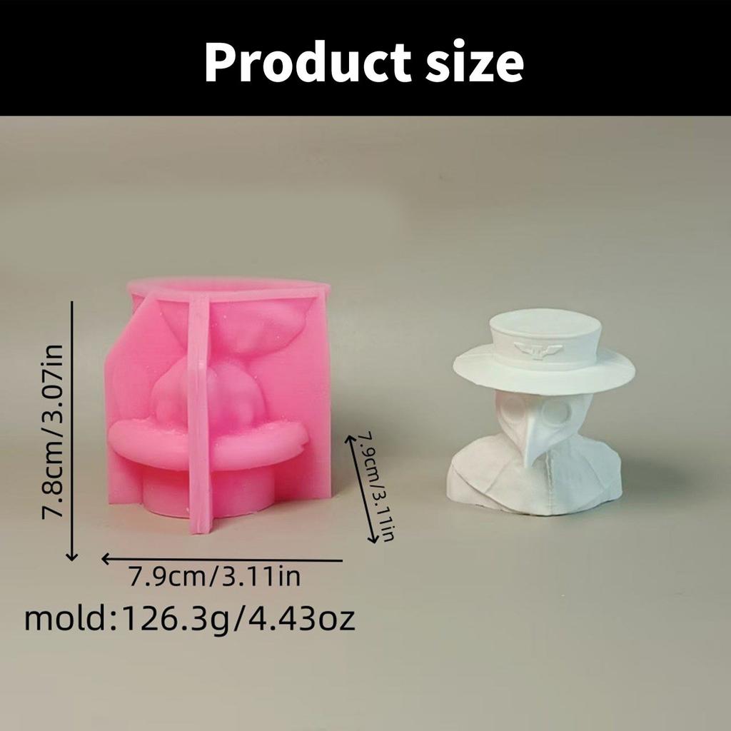 Plague Doctor Statue Silicone Molds for Candle Soap Chocolate Candy Cake Fondant Decoration Cement Gypsum Silicone Molds