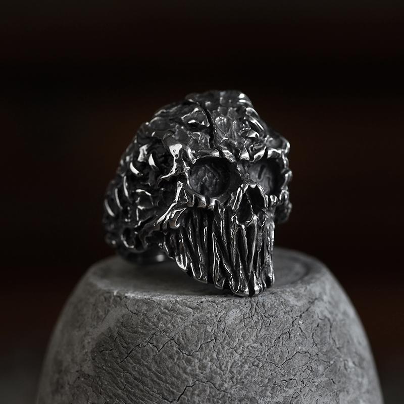 Dropshipping Men's Calvarium Skull Ring Gothic 316L Stainless Steel Biker Ring Motorcycle Band Jewellery Party Gift OSR734