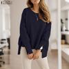 ZANZEA Women Casual Irregular Hem Loose Autumn Long Sleeve Sweatshirt