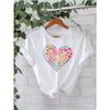 European Size Valentine's Day Women's Casual Short-Sleeve T-Shirt with Colorful Heart Print, Perfect Gift for Spring and Summer