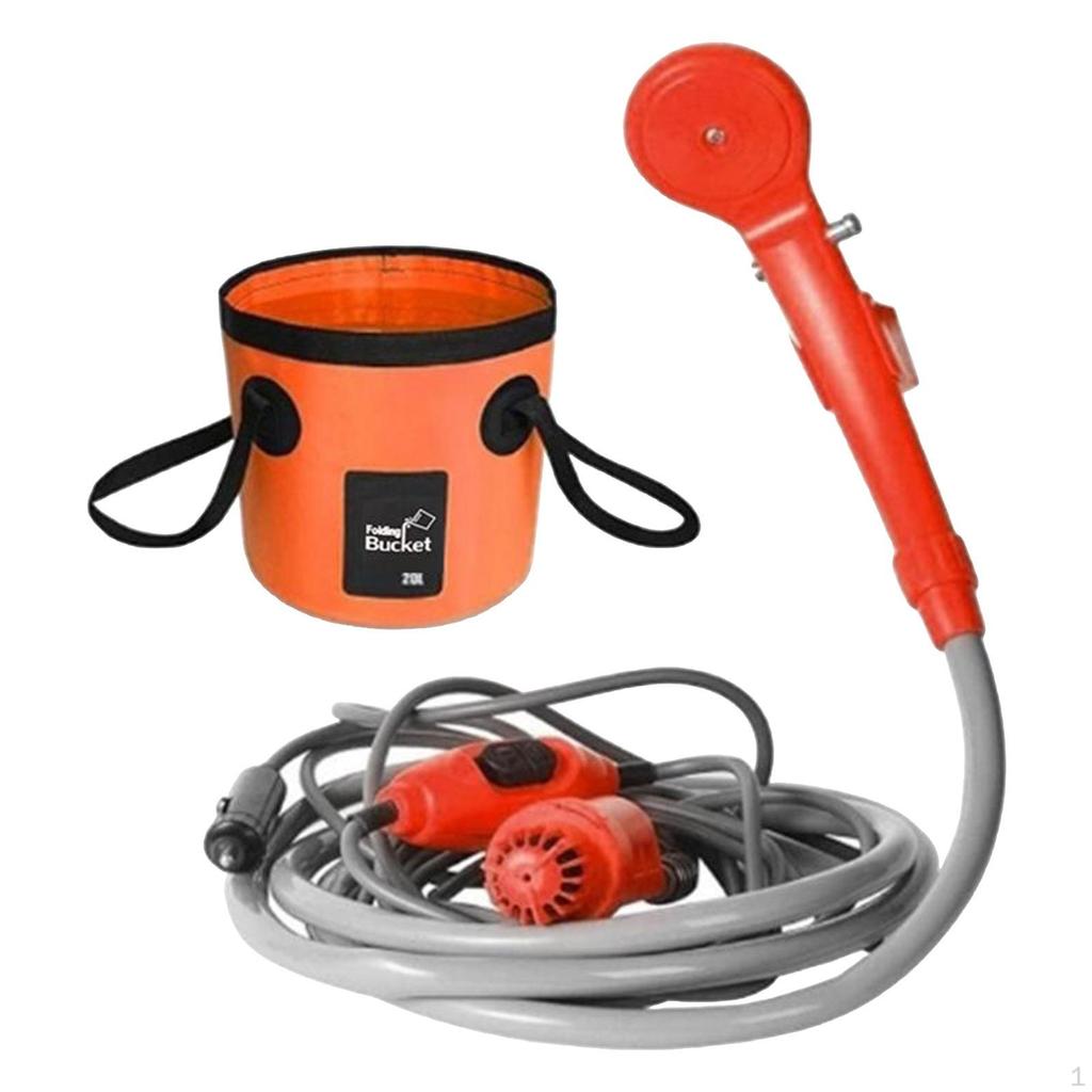 12 Shower Portable Electrical Foldable Bucket for Outdoor Camping Pets Washing Watering Pump