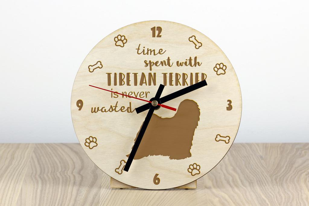 Tibetan Terrier, Tsang Apso, Dokhi Apso – Clock with dog, wooden clock with engraving | Art-Dog