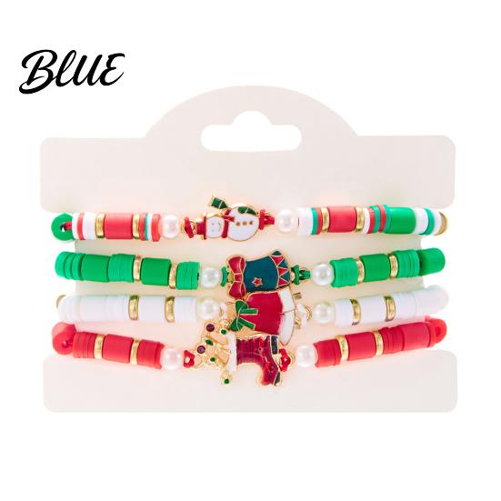 Seasonal Bracelet Christmas Bracelets for Women Handmade Clay Beads Stretch
