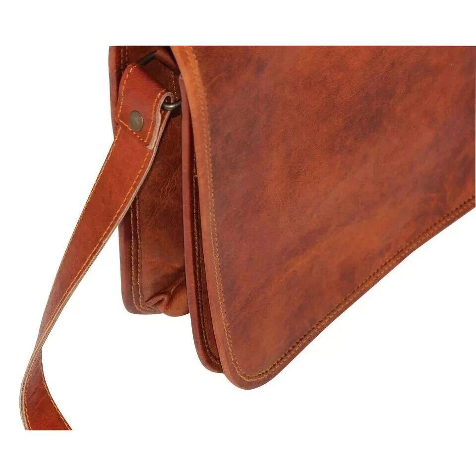 Herre Lær Vintage Laptop Messenger Håndlaget Dokumentmappe Veske Skulderveske