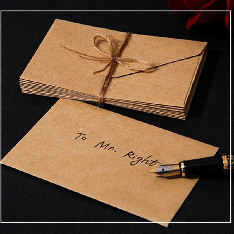 20Pcs Vintage Envelopes 4x2.76Inch Small Folding Envelopes Invitation Envelope For Wedding Valentines Card And Mailing