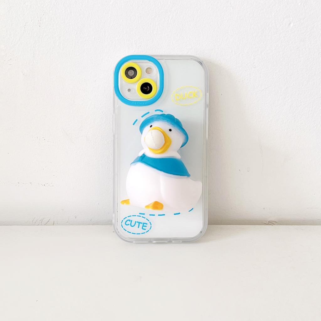Free Shipping Cute 3D Duck Stress Relief Fancy Mobile Phone case for iPhone 16 15 14 13 Pro Max Soft Bumper Cover Promotion