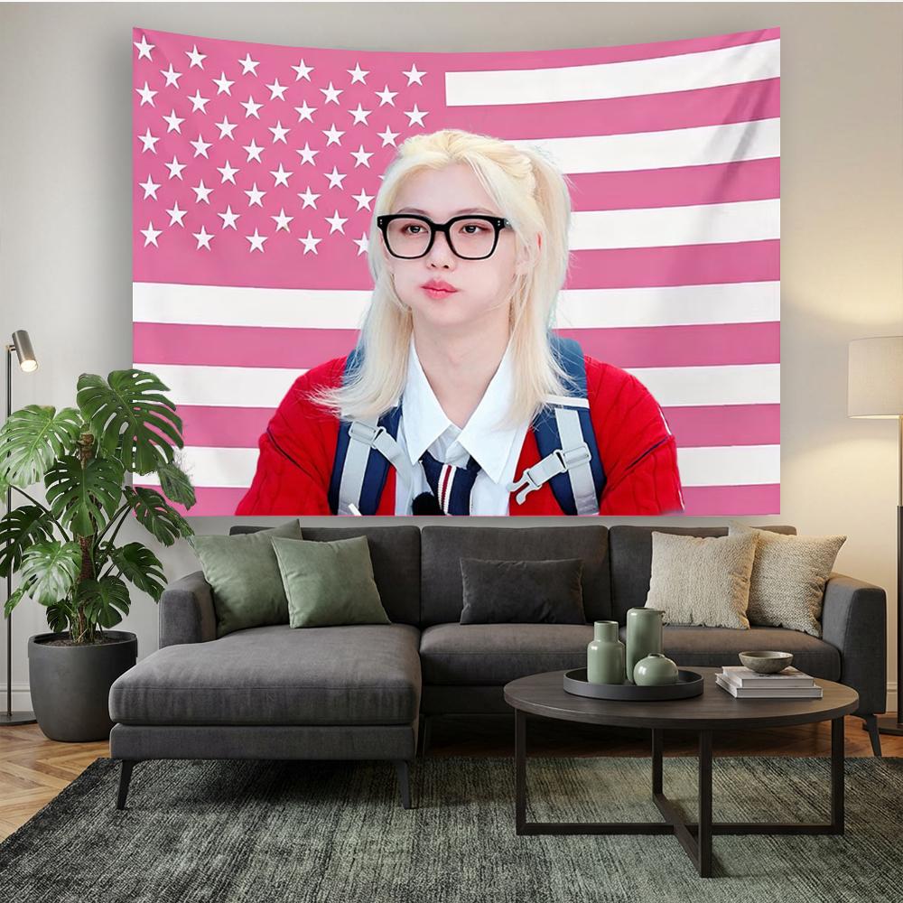 1pc SKZ Felix Cute Pink America Flag Banner 2025 Tour Merch Perfect Gift for Stray Kids Stays Concert