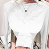Tops for Women Pullover Long Sleeve V-neck  Autumn Winter Warm Slim Thickened Lace Top