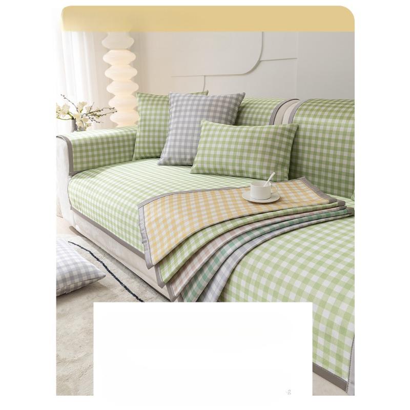 Sofa Cushion Summer Summer Summer Summer Summer Mat Cushion Plaid Non-Slip Simple Modern Leather Sofa Cover