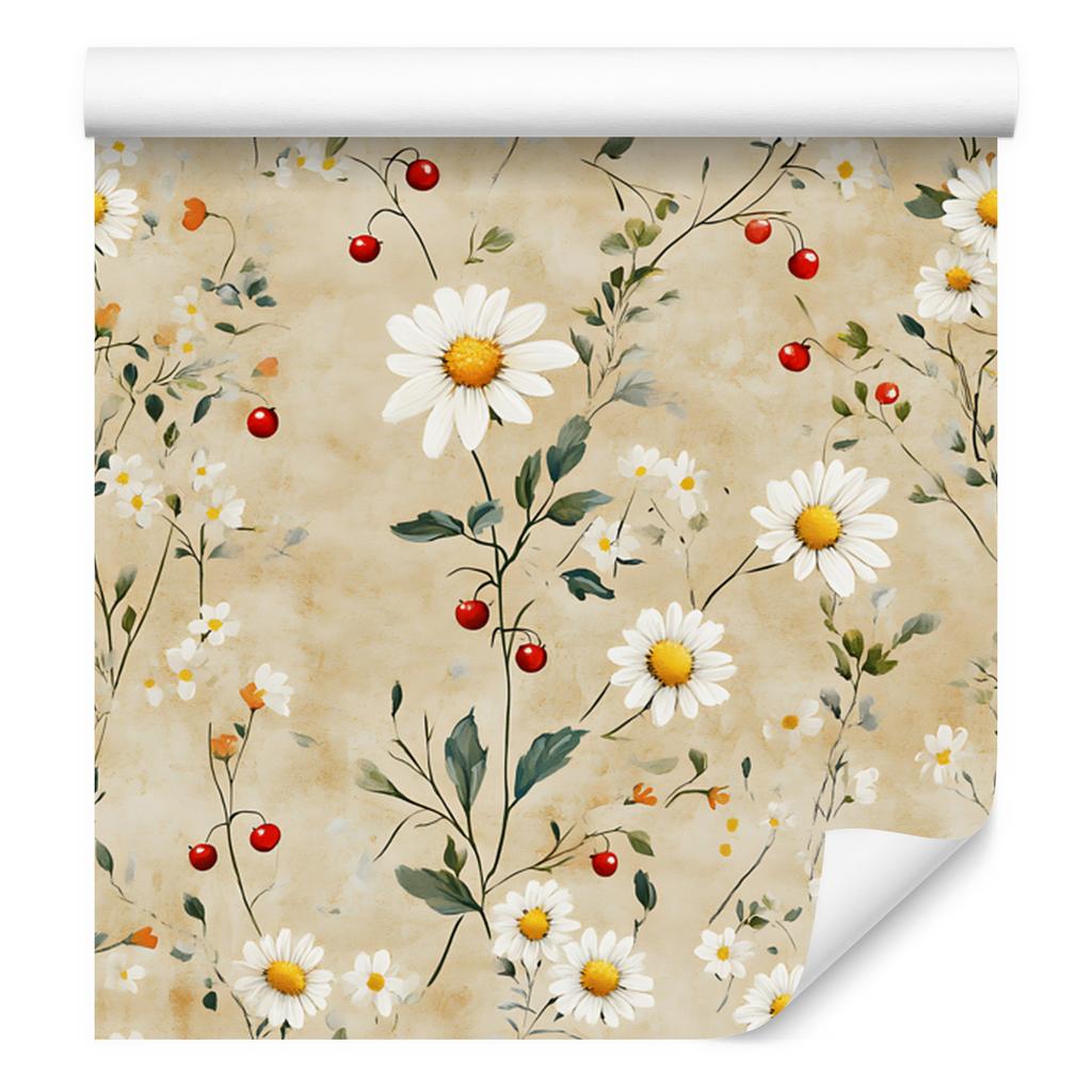 Daisies Beige and Cream Wallpaper for Living Room and Bedroom 50x1000