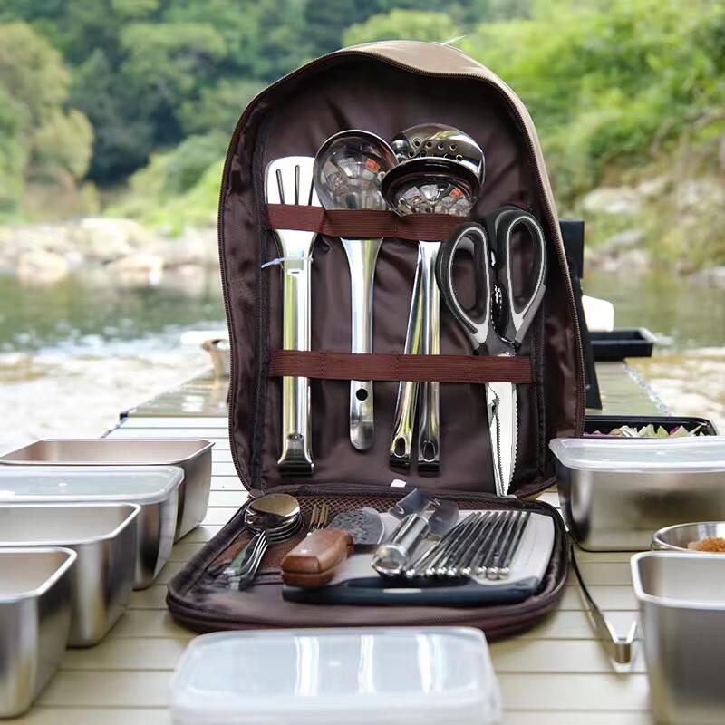 Portable Stainless Steel Camping & Picnic Cookware Set