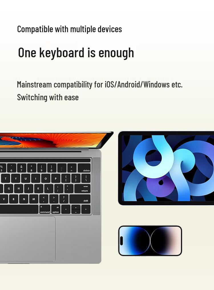 Foldable Leather Bluetooth Keyboard with Touchscreen for Tablet, iPad, Phone, Computer - Perfect for Business & Travel.
