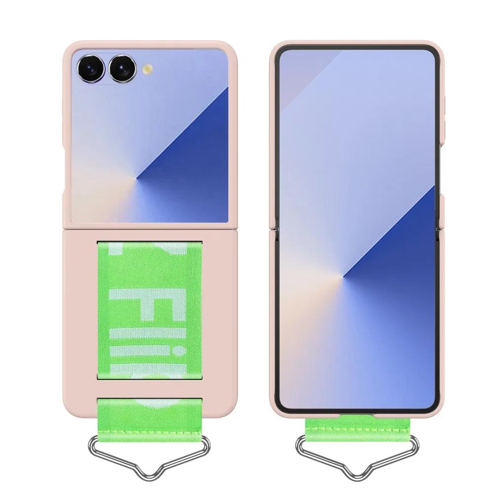 Hochwertige, ultra-dünne Handyhülle mit Hautgefühl für Samsung Galaxy Z Flip7 Flip6 Flip5 Flip4 5G, mit Armband und Ring, Schutzhülle