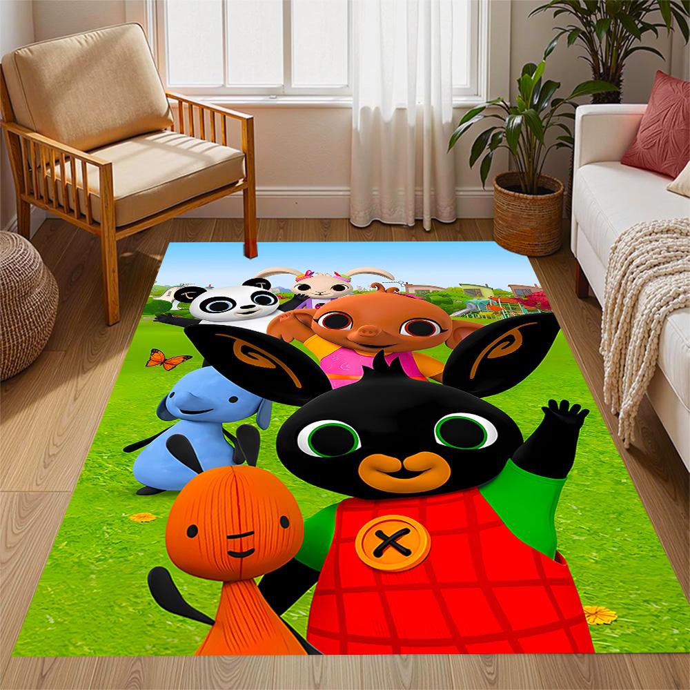 Bing And Friends In Garden Themed Anti-Slip Rugs - Polyester Home Decor, Suitable for Bedrooms, Living Rooms, Doorways, Studios, and Decorations