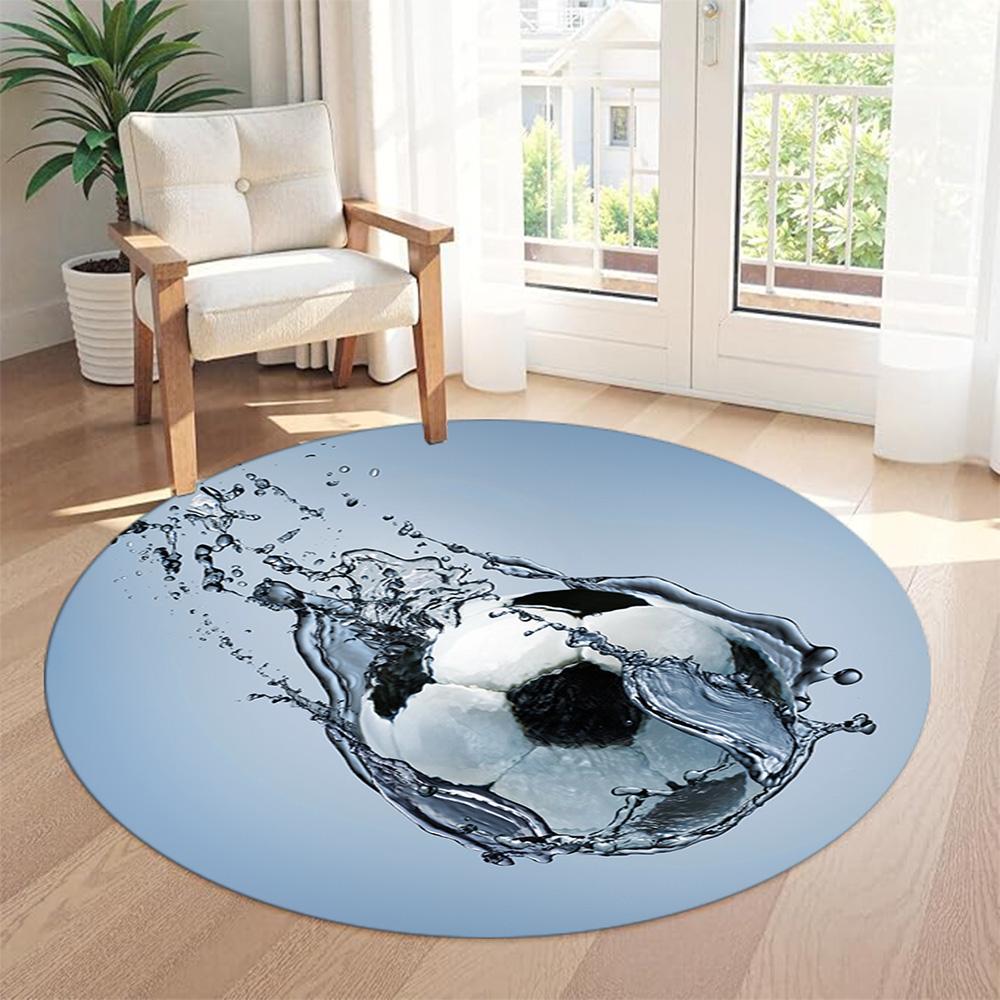 Tapis Rond Football Parfait pour Entrée Chambres Balcon Dortoir Tapis Rond Antidérapant Bureau Décoration Maison Cadeau Spirituel