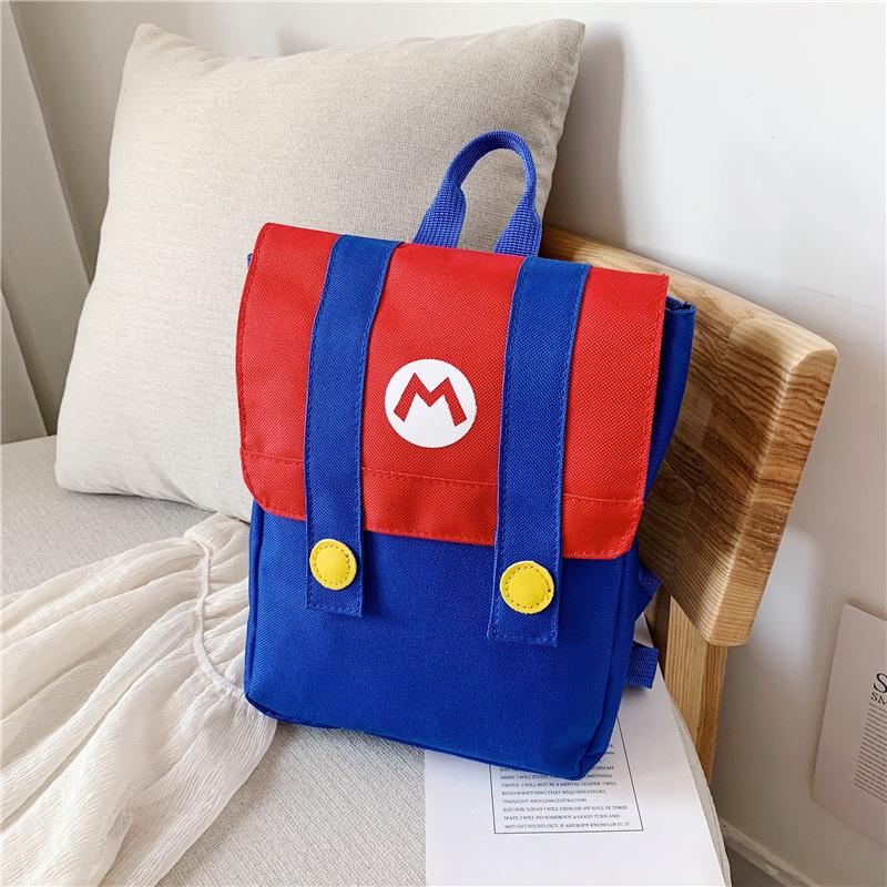 Super Mario Themed Kids Waterproof Nylon Backpack Large Capacity Kindergarten School Bag Anime Gift красный