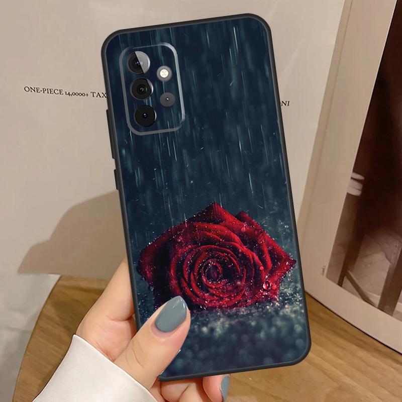 Red Rose Flower Case For Samsung Galaxy A15 A16 A17 A26 A36 A56 A55 A35 A52 A32 A12 A53 A33 A13 A14 A34 A54