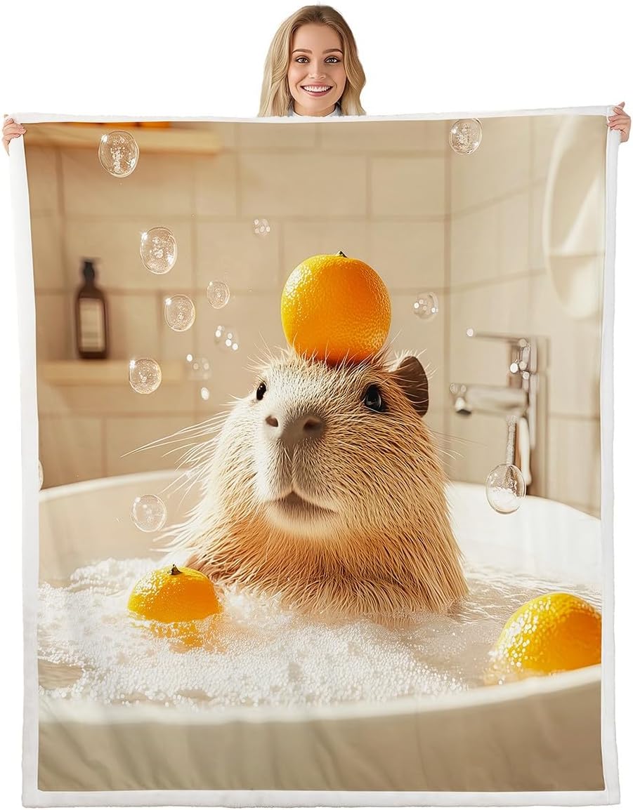 

GUOYU Blanket Capybara Throw Blanket Queen Size Cute Animal Flannel Blanket Lovely Pet Capybara Bedroom Decor for Kids Boys Girls Children 75x100cm (30x40inch)