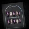 Purple cat-eye almond press-on nails; handcrafted, ready-to-wear set featuring Western-style 3D sculpted floral designs.