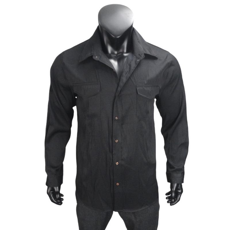 Men Vintage Wash Denim Shirt Casual Long Sleeve Button Up Pocket Top