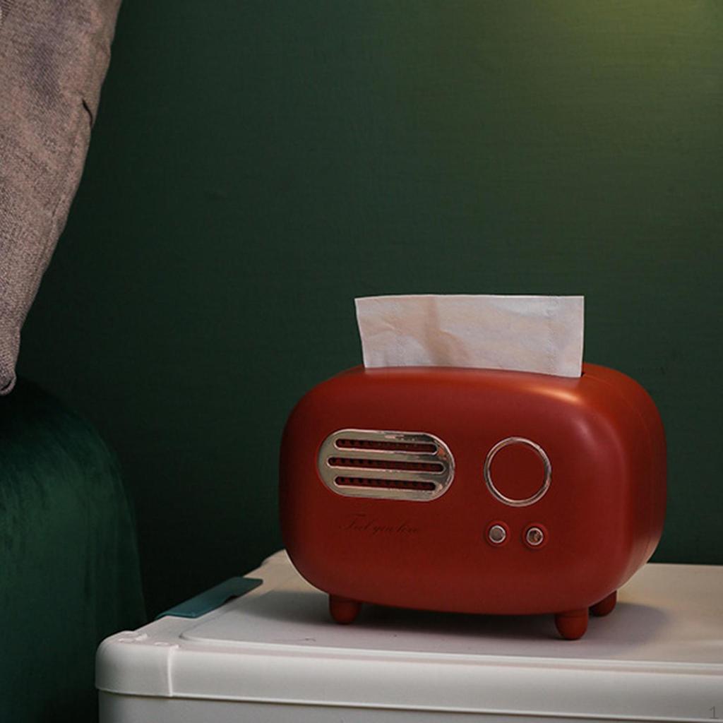 Retro Tissue Box Holder, Home Livingroom Dispenser, Radio Shape Top Groove Napkin Storage