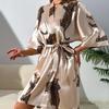 Casual Home Wear - Simple and Fashionable Bathrobe for Women - Summer Silk Imitation Fabric Nightgown for Sleeping