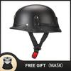 S-4XL German Vintage Motorcycle Cruiser Helmet Half Face Helmet Motorcycle Helmet Bright Black Car-styling DOT ece Approved