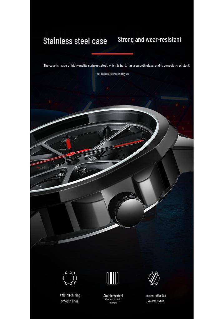 SVJ Men's Wheel Watch: Cross-border Bestseller with 3D Hollow Design & Car Mod Brake Caliper