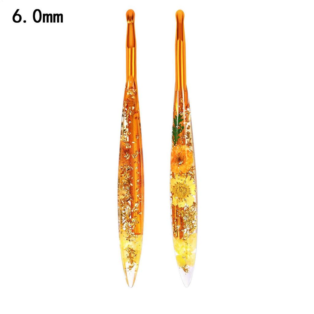 Crochet Hooks Kit 9 Pieces Resin Floral Pattern Pretty Yarn Weave Tool Knitting Needles Crochet Kit For Blanket Doll Hat Scarf