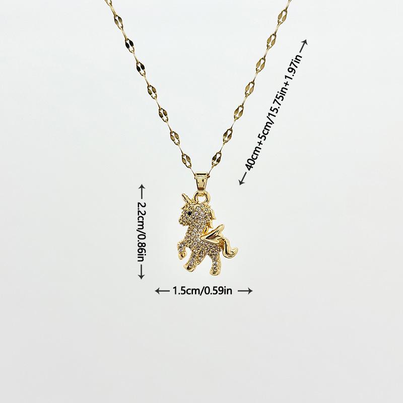 Women's Stainless Steel Micro-set Unicorn Necklace