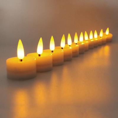 12 Pcs Battery Powered LED Candles Flickering Flameless Ambient Candle Lights Environmental Friendly Round LED Wedding Candles