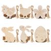 10Pcs/Pack DIY Egg Wood Slices Crafts Spring Decoration Party Supplies Easter Bunny Wooden