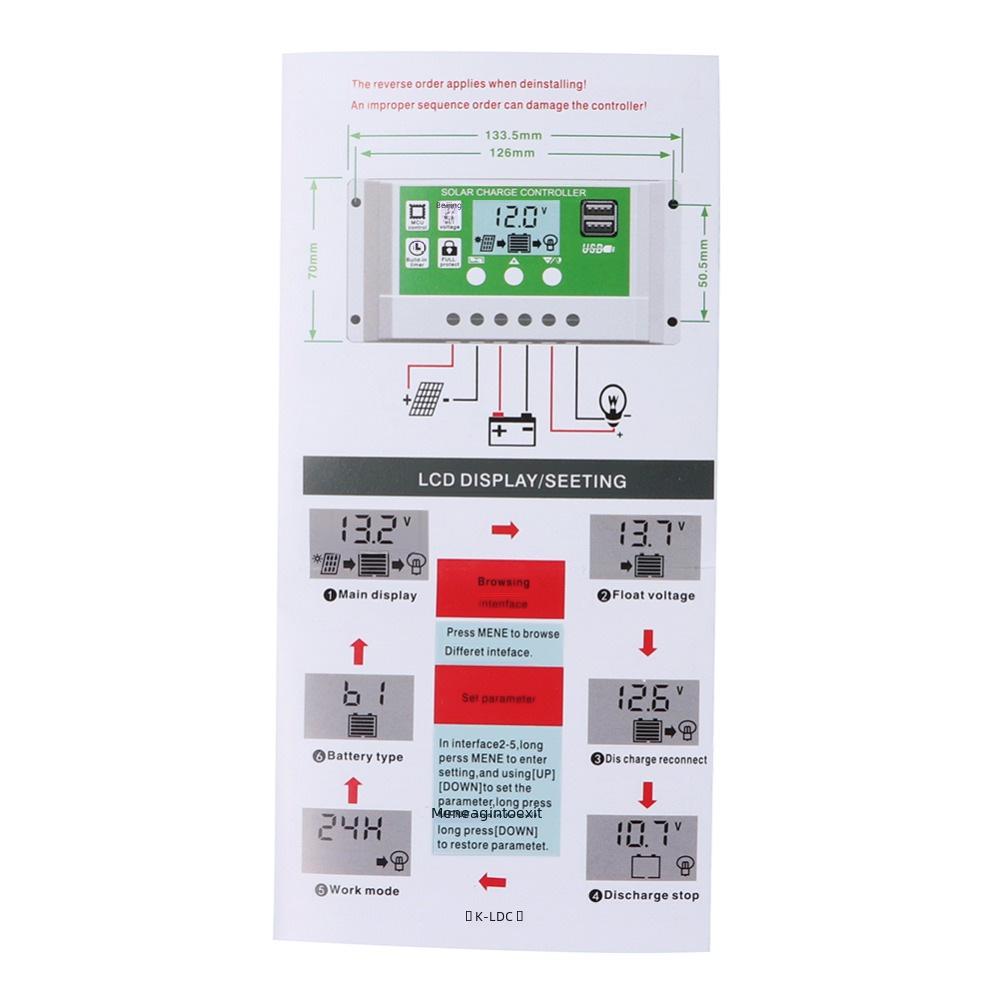 Photovoltaic Panel Energy Storage Controller (10A-60A)