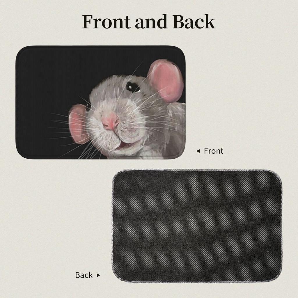 The Peeking Rat (Grey Black) Doormat Cushion Carpet Rug Kitchen Entrance Home Floor Mat for Bathroom Footpad Mats