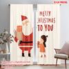 2pcs,2D Plane Printing Curtain Popular Santa Claus_ Gift Polyester Fabric (without Rod) All Seasons for Living Room, Home
