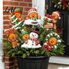 Cute Cartoon Holiday Picks 6 Pcs Large Christmas Tree Picks Wooden Santa Snowman Gingerbread Ornaments Xmas Man Party Supplies Topper Decoration for