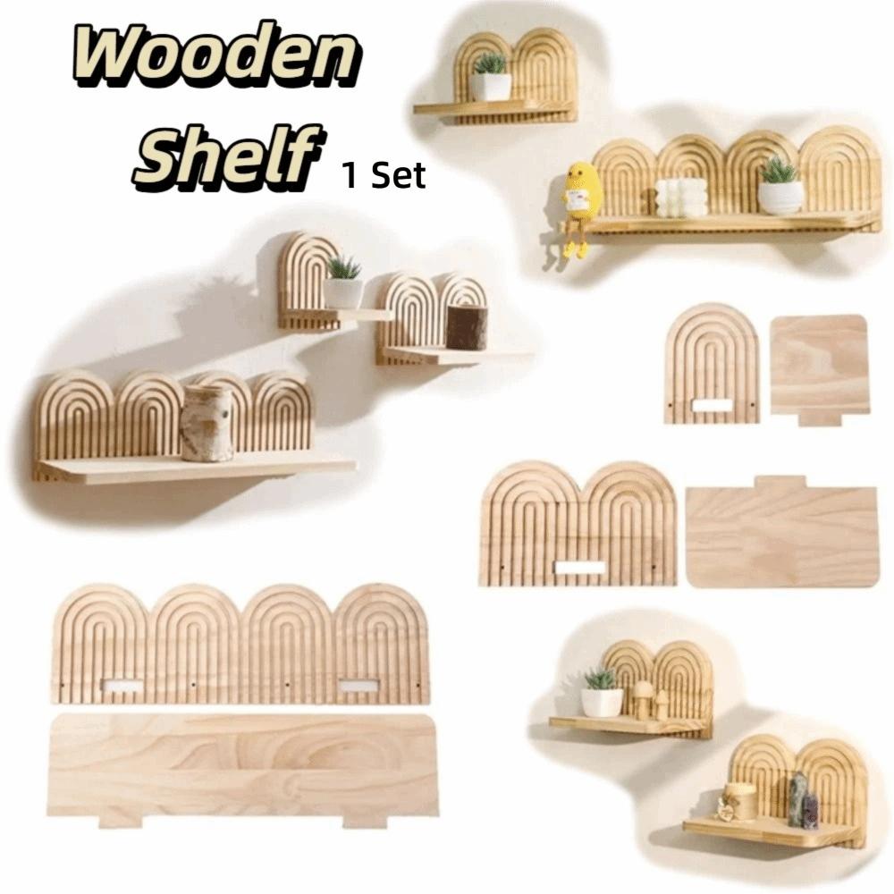 Threaded Construction Boho Wooden Shelves Rainbow Design Rainbow Shelves  Home Decor