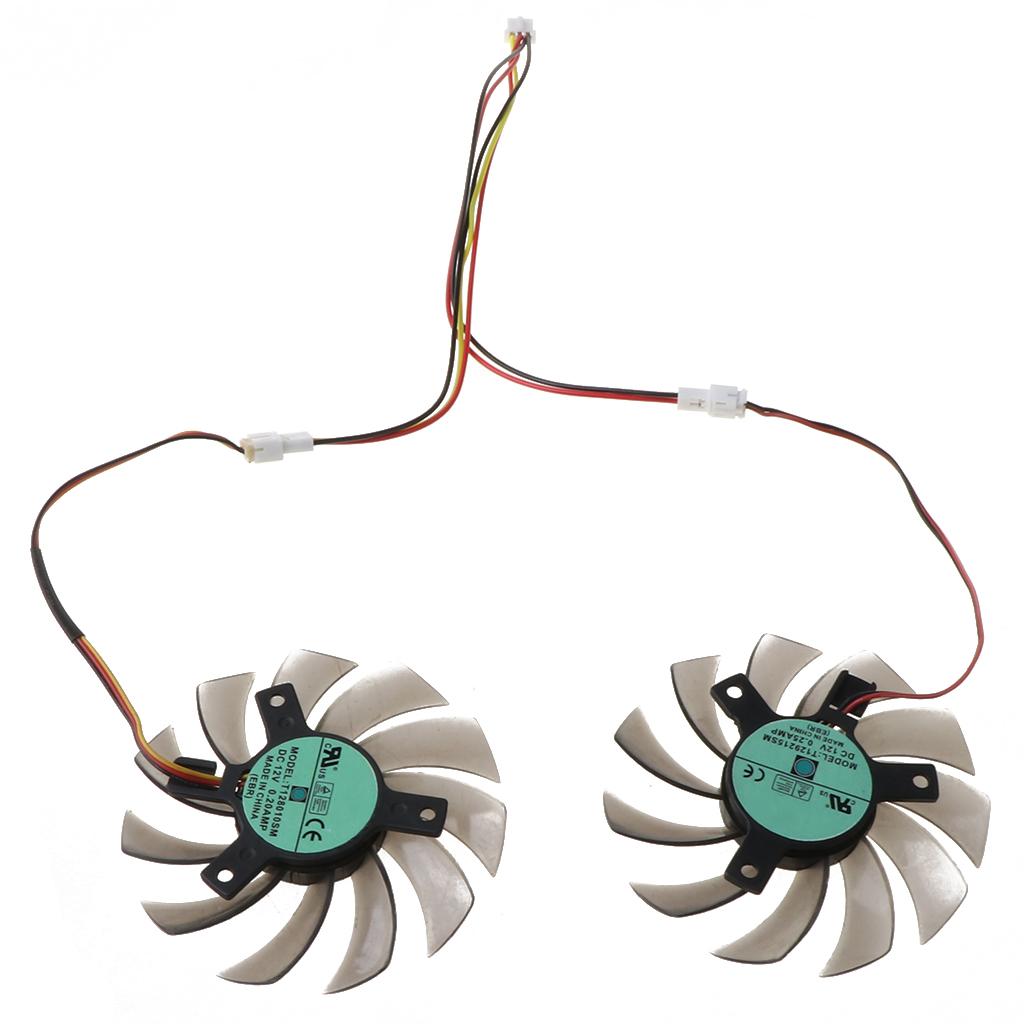 2Pcs T128010SM 75mm 3Pin Cooling Fan for GTX 460 465 560 Ti 580 650 750Ti GT440 GT610 GT730 Graphics Card Cooler Fan