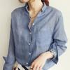Patch Large Size Sleeve Pocket Shirt Tops Long Loose Fit Single-breasted Thin Casual Shirt Workwear