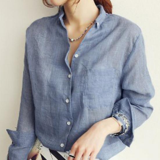 Patch Large Size Sleeve Pocket Shirt Tops Long Loose Fit Single-breasted Thin Casual Shirt Workwear
