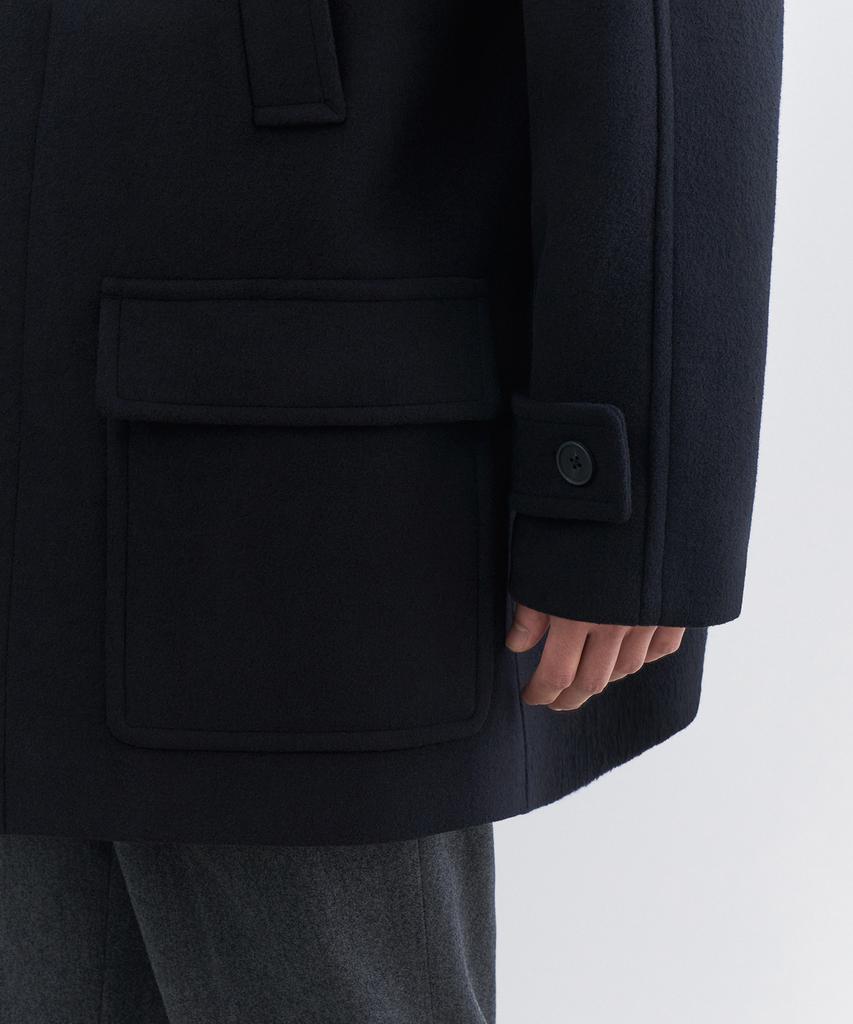 Musinsa Standard Wool Blend Oversized Muff Pocket Half Balmacaan Coat [Navy]