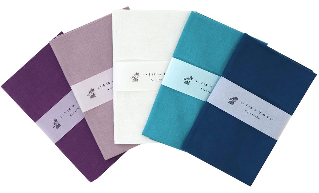 Tenugui Iroha Colored Plain Tenugui Sada 5 kusů bavlny Vyrobeno v Japonsku Bez třepení prevence proti třepení 90 x 33 cm B vzor (KOMESICHI) 100%