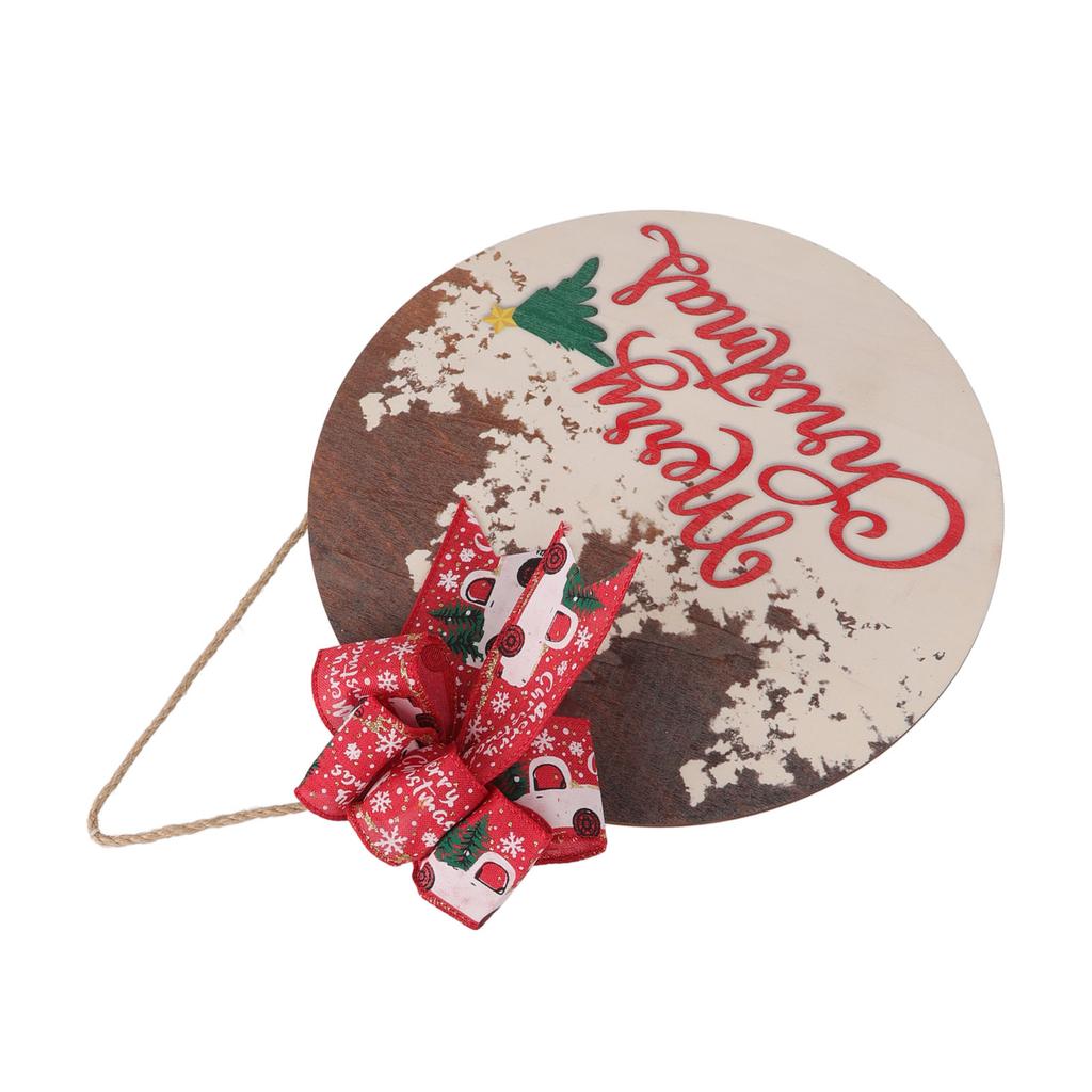 Świąteczny Znak Powitalny Okrągły z Kokardą Topolowy Świąteczny Wieszak na Drzwi do Domu na Przyjęcie
