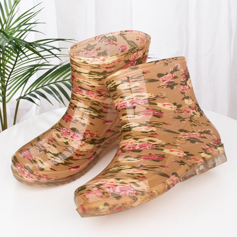 Water Shoes Low Tube Women's Rain Shoes Short Tube Women's Rubber Shoes Work Waterproof Non-slip Warm Water Boots Short Rain Boots