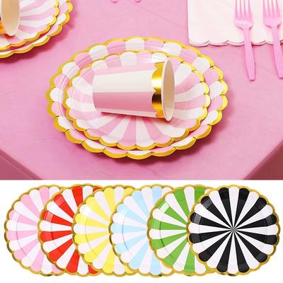 Birthday Disposable Tableware Set Pink Blue Green Plates Cups Napkins Tablecloth Girls Boys Birthday Party Decor Baby Shower