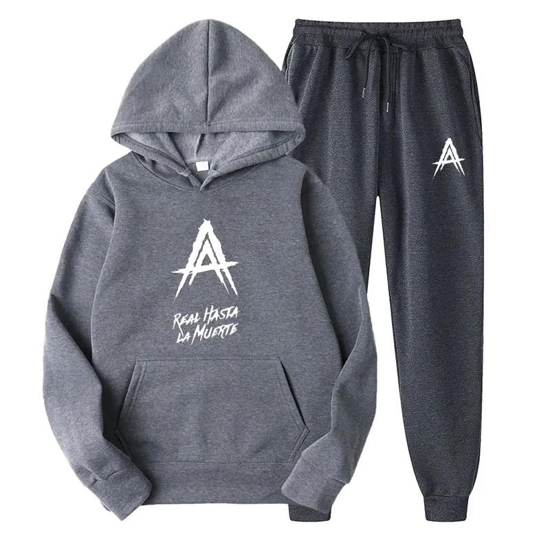 Anuel AA Album Real Hasta La Muerte dres męski Casual 2 częściowe zestawy bluza z kapturem spodnie dresowe zestaw najlepszy strój odzież damska