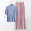 Nuovo Set Stagionale in Modal con Scollo Alto, Manica Media e Pantaloni a Gamba Larga - Moda Due Pezzi Larga, Casual e Comoda