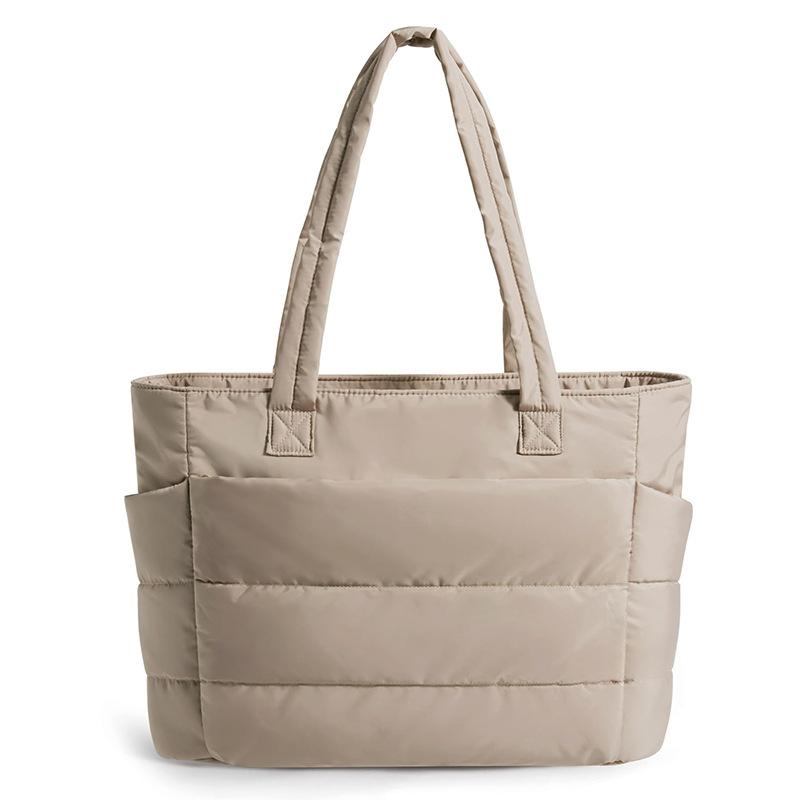 Puffer Tote Bag for Women, Lightweight Shoulder Handbag with Laptop Compartment & Multiple Pockets, Fashion Work Bag